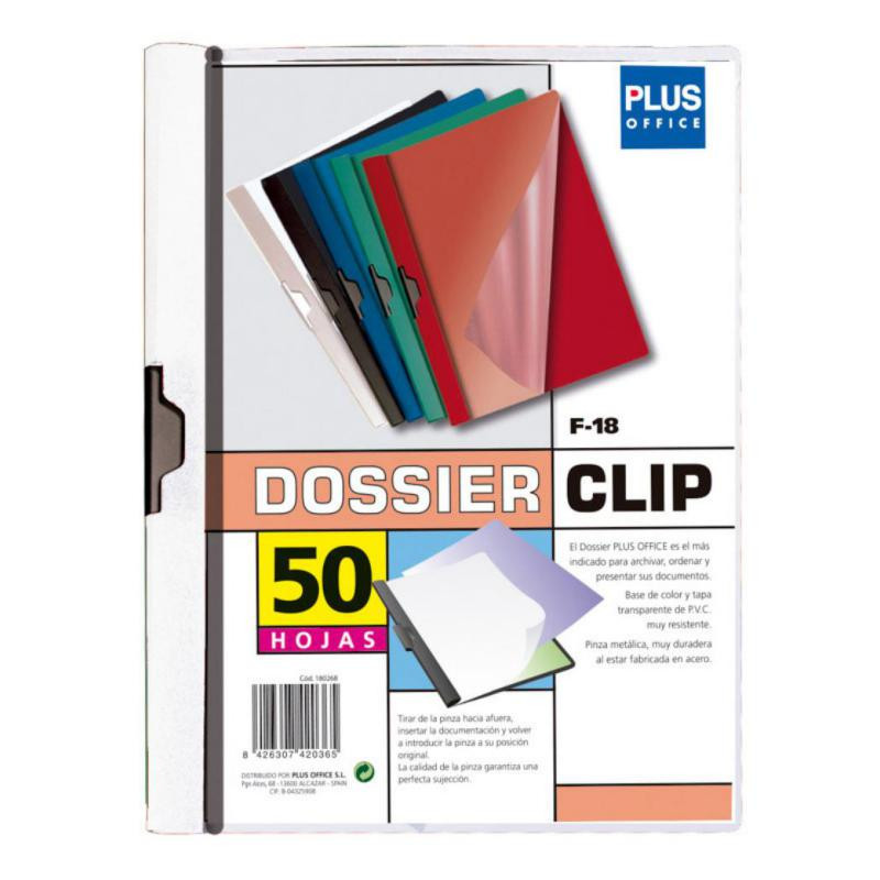 Dossier Plus Office F-18 Pinza MetÃ¡lica 50 Hojas Blanco