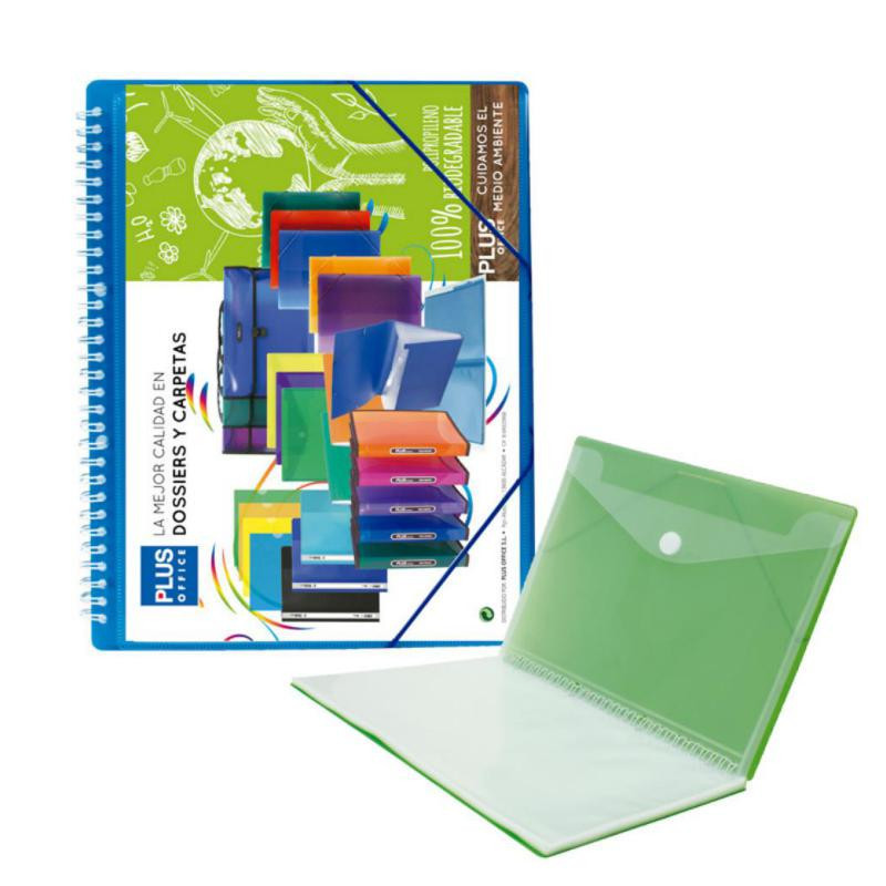 Carpeta Plus Office Espiral 50 Fundas Azul