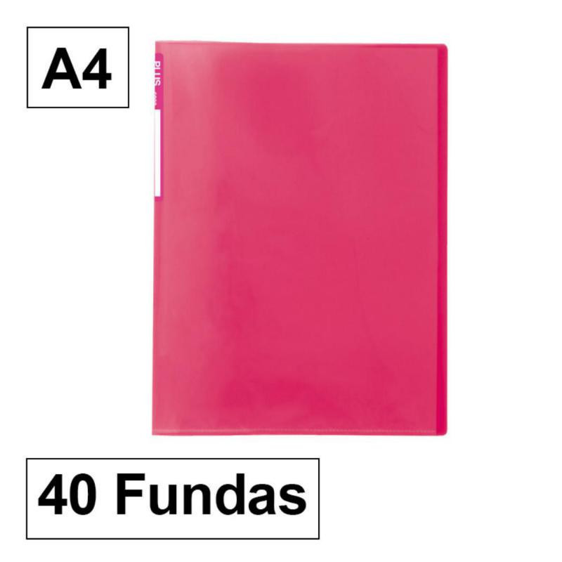 Carpeta Plus Office 6040 A4 40 Fundas Rosa