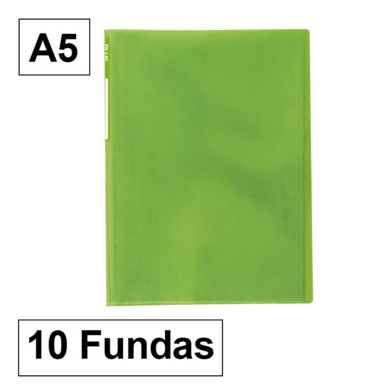 Carpeta Plus Office 5010 A5 10 Fundas Verde