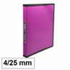 Carpeta Plus Office A4 PP C 4 Anillas 25mm Fucsia