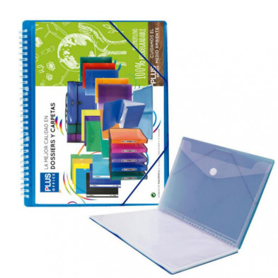 Carpeta Plus Office Espiral 20 Fundas Azul