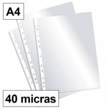 Funda Multitaladro Plus Office A4-Cristal 40 Micras C/200