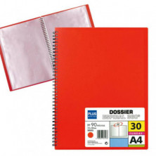 Carpeta Dossier Plus Office Espiral 30 Fundas Rojo