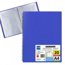 Carpeta Dossier Plus Office Espiral 20 Fundas Azul