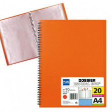 Carpeta Dossier Plus Office Espiral 20 Fundas Naranja