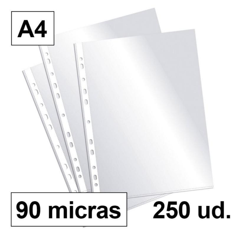 Fundas Multitaladro Plus Office A4-Cristal 90 Micras