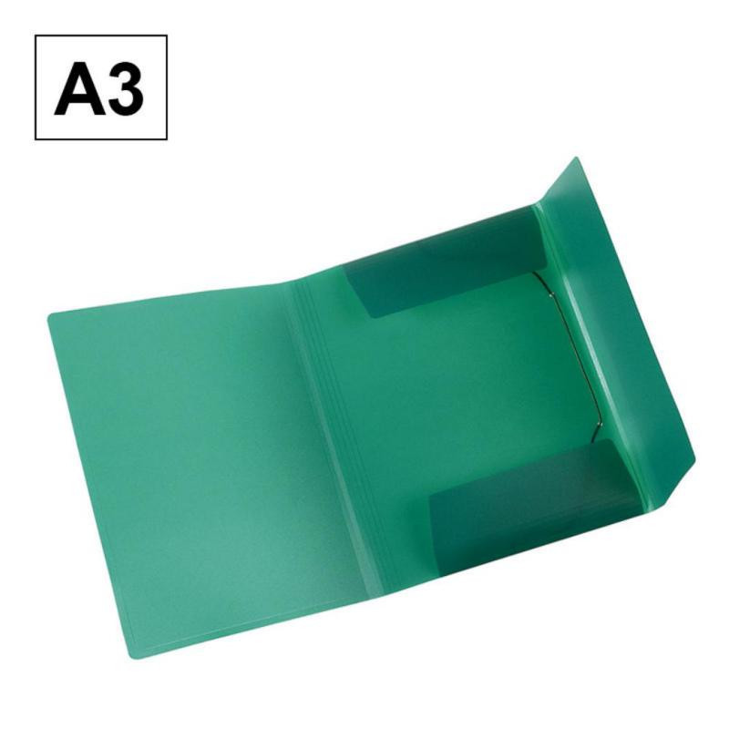 Carpeta Plus Office A3 PP Gomas y Solapas Verde