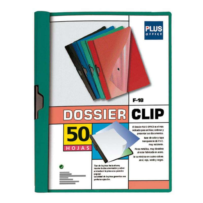 Dossier Plus Office F-18 Pinza MetÃ¡lica 50 Hojas Verde