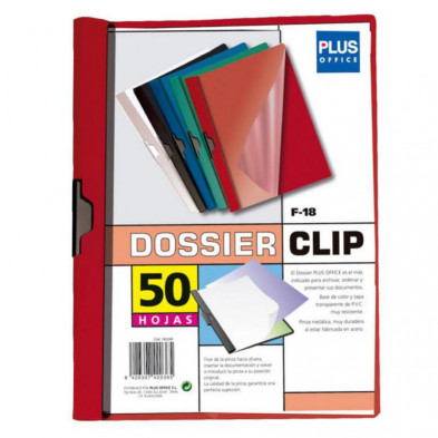 Dossier Plus Office F-18 Pinza MetÃ¡lica 50 Hojas Rojo