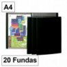 Carpeta Plus Office Flexible A4 20 Fundas Negro