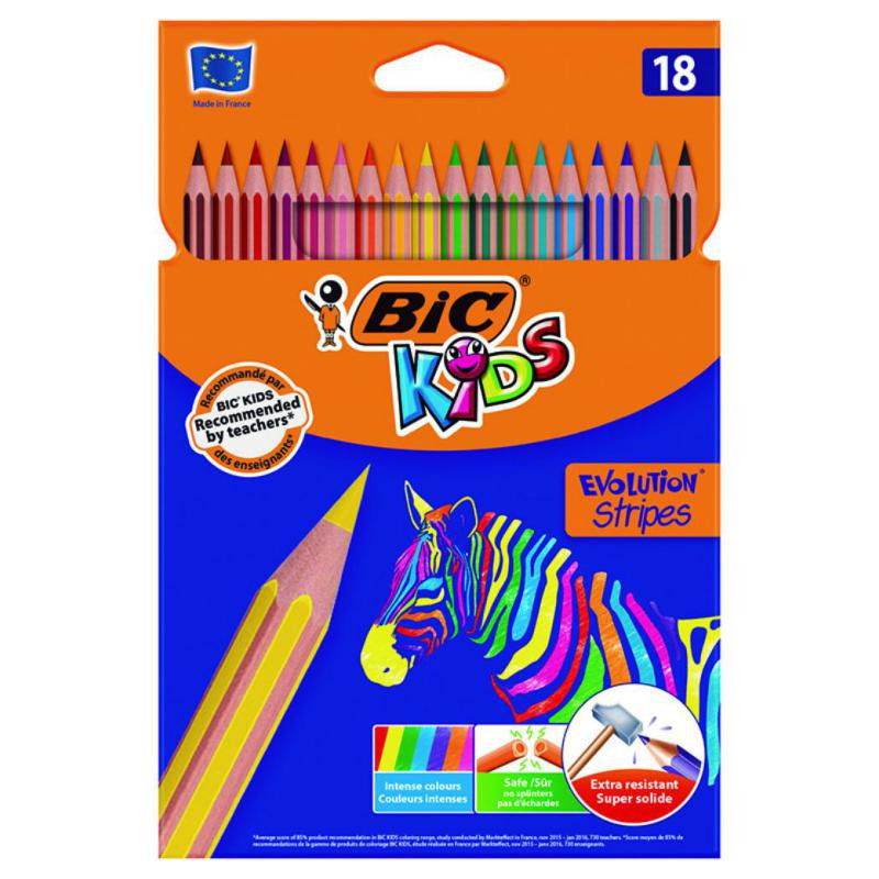 LÃ¡pices de Colores Bic Evolution Stripes 18 Colores