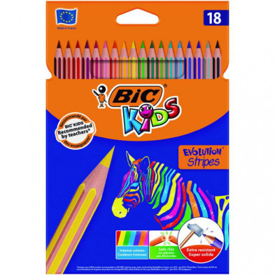 LÃ¡pices de Colores Bic Evolution Stripes 18 Colores