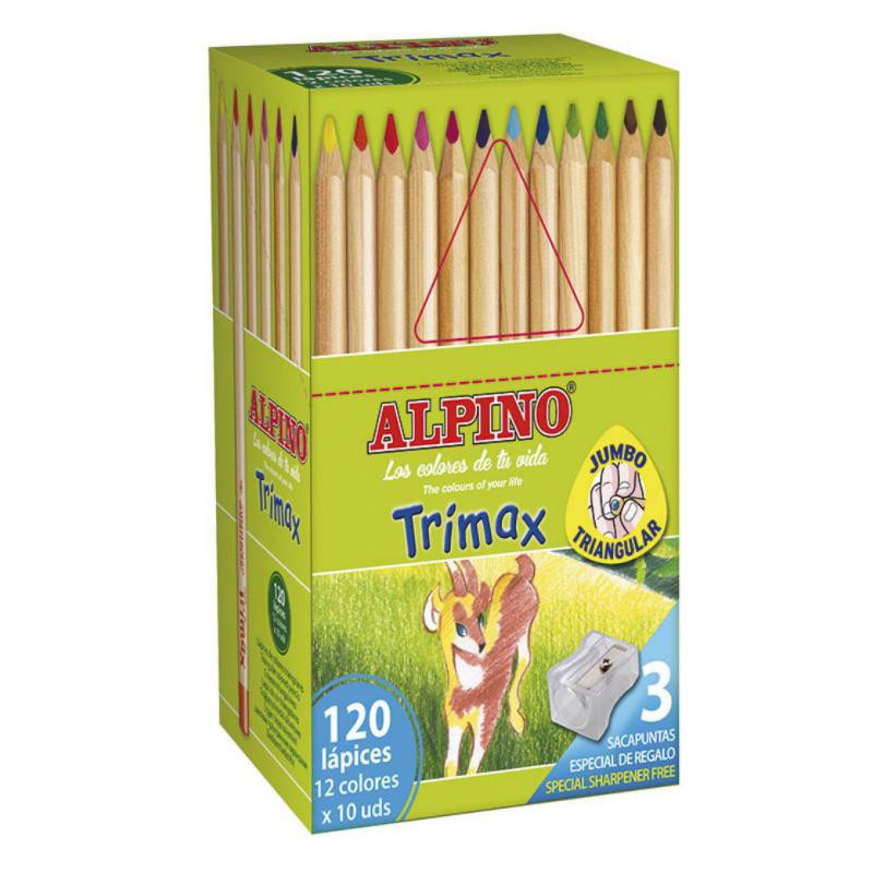 LÃ¡pices de Colores Alpino Trimax 12 Colores x 10 ud.