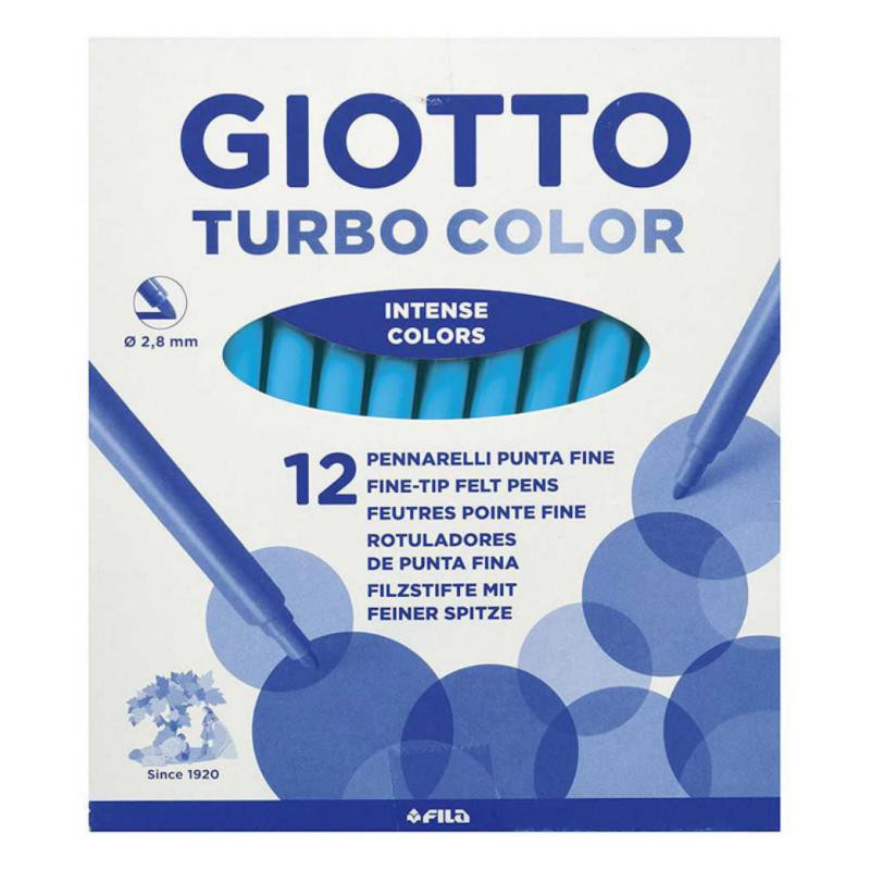 Rotulador Giotto Turbo Color 12 unid azul celeste