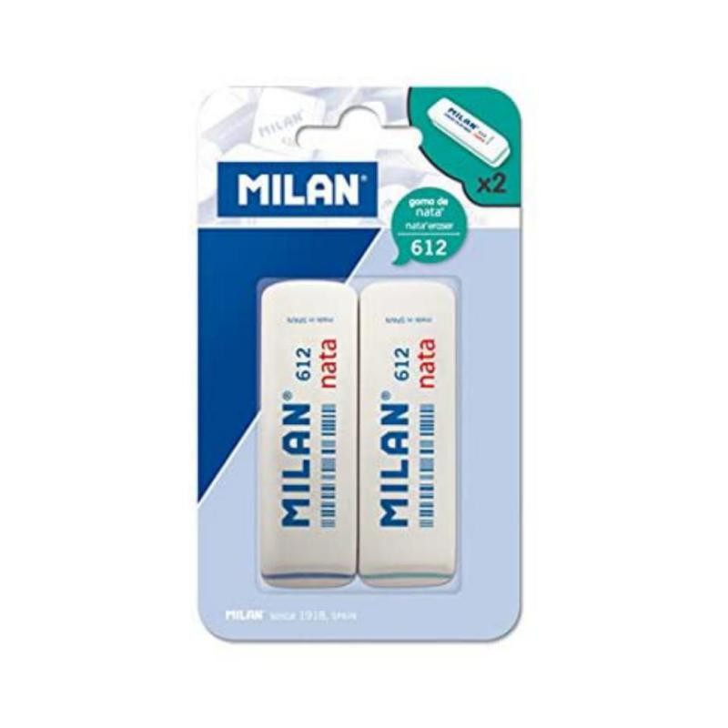 Goma de Borrar Milan Nata 612 Blanco BlÃ­ster /2 ud.