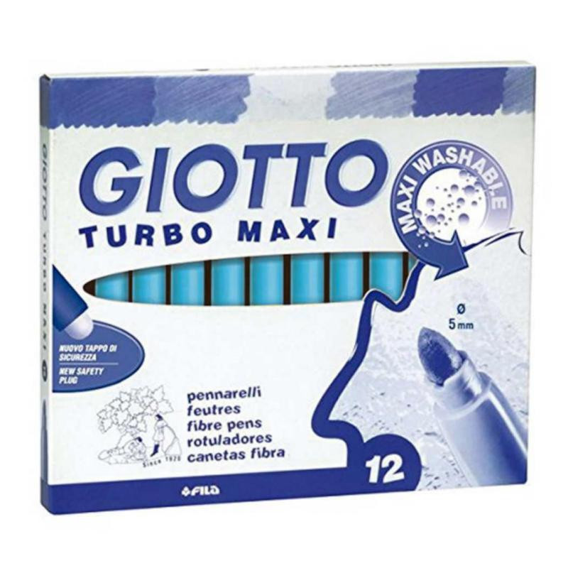 Rotulador Giotto Turbo Maxi 12 unid azul celeste