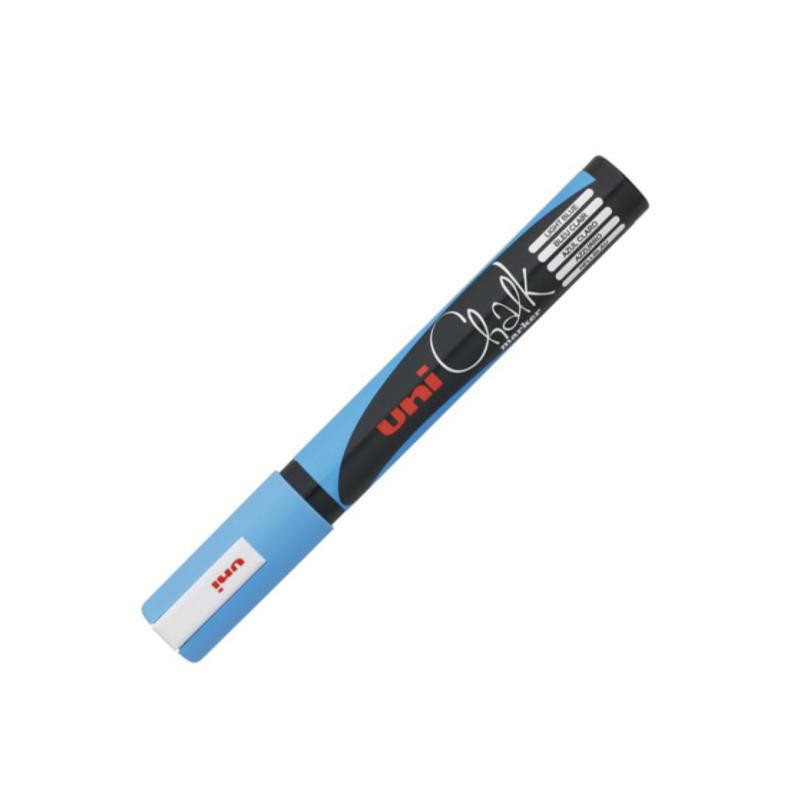 Rotulador de Tiza LÃ­quida Uni Chalk Punta CÃ³nica 1,8-2,5 mm. Azul Claro