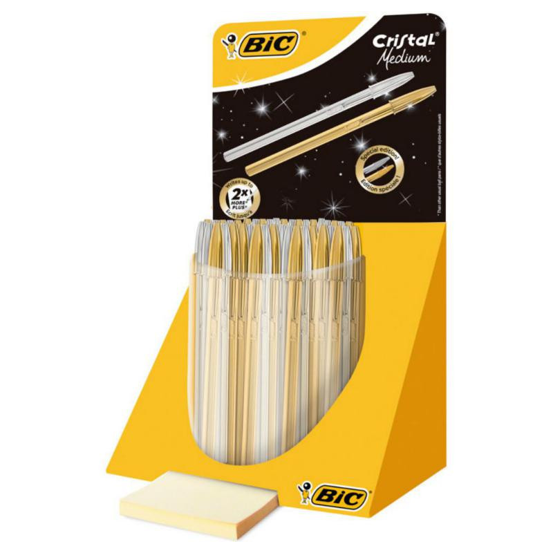 BolÃ­grafo Tinta Aceite Bic Cristal Oro y Plata Expositor /40 ud.