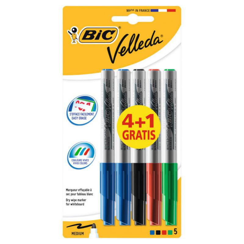 Rotulador para Pizzara Blanca Bic Velleda 1741 Colores Surtidos /5 ud.