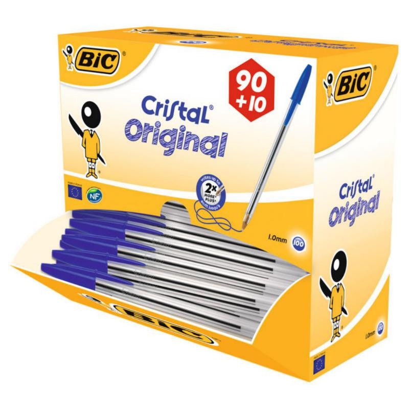 Boligrafo Bic Cristal Azul Pack Escolar 100 unidades