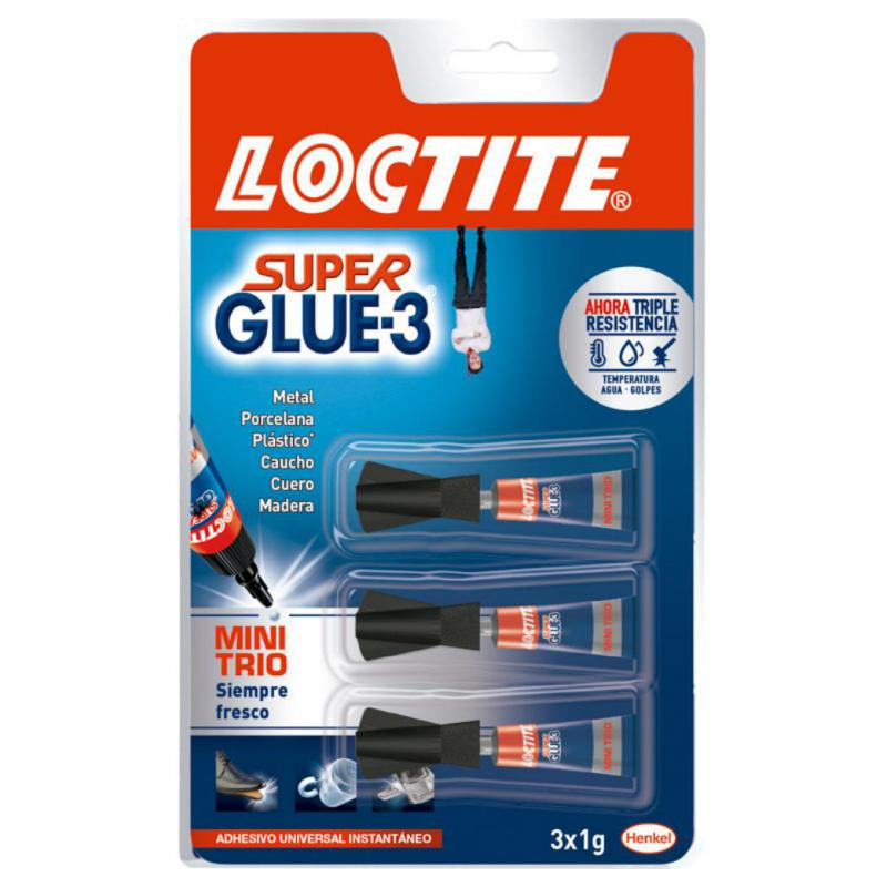 Pegamento LÃ­quido Loctite Super Glue-3 mini Trio Pack 3 Unidades X 1g