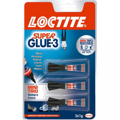 Pegamento LÃ­quido Loctite Super Glue-3 mini Trio Pack 3 Unidades X 1g