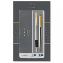 Duo Parker Jotter CT BolÃ­grafo + Pluma Acero Dorado