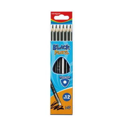 LÃ¡pices KeyRoad Black Pencil Triangular HB con goma / 12 unid