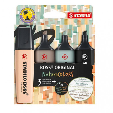 Rotulador Fluorescente Stabilo Boss Colores Surtidos Nature BlÃ­ster 4 ud.