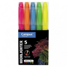 Marcador Fluorescente Pen Highlighter Campus University Colores NeÃ³n 5 unid.