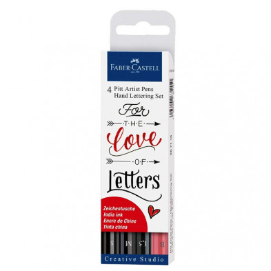 Rotulador Faber Castell Lettering Surtido 4 ud. Negro + Rojo