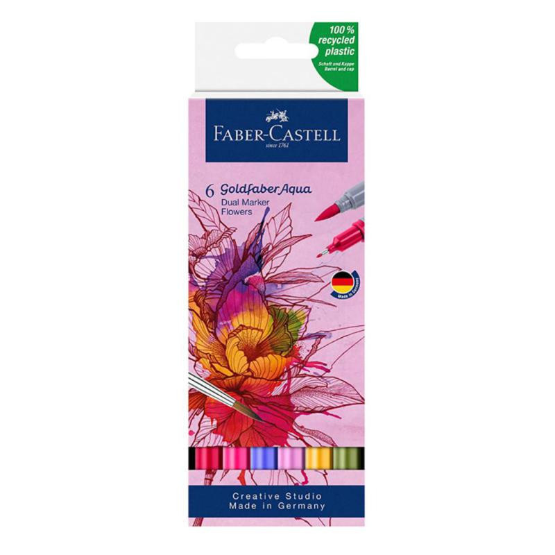 Rotulador Doble punta Faber Castell Aqua Dual Flowers Surtido 6 ud