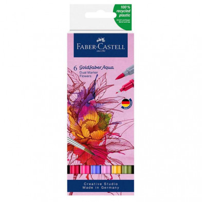 Rotulador Doble punta Faber Castell Aqua Dual Flowers Surtido 6 ud