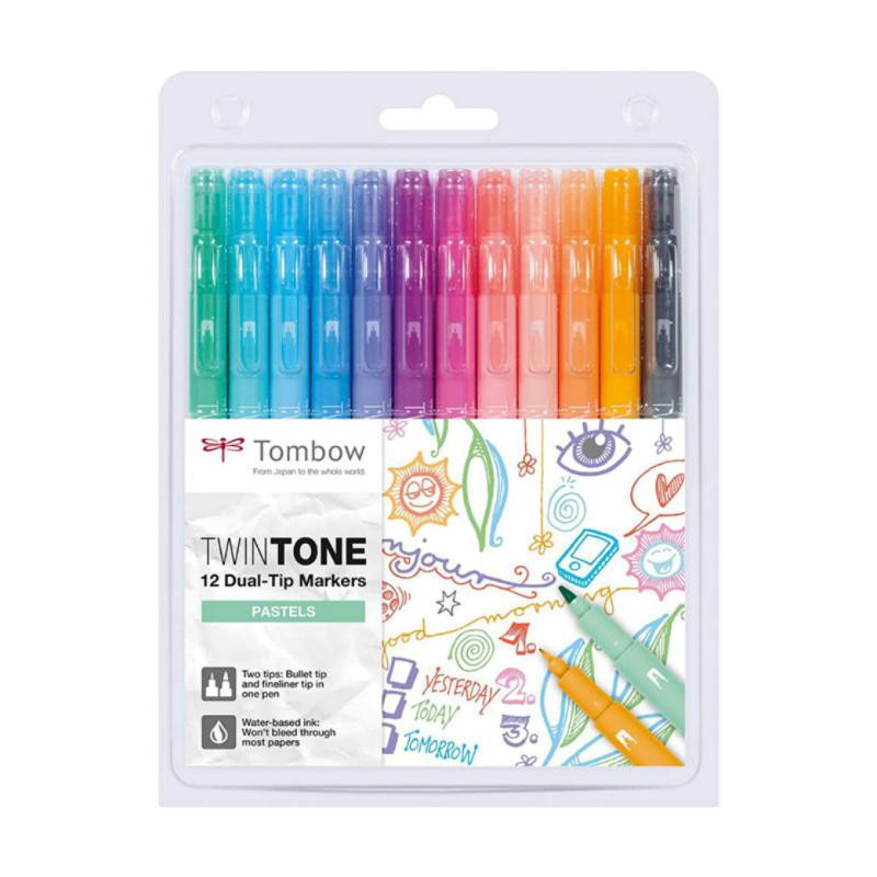 Rotulador Tombow Twintone Pastel Set 12 ud.