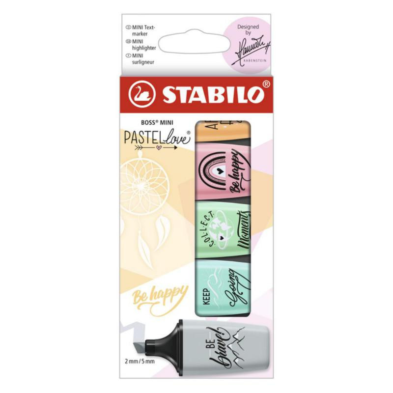 Rotulador Fluorescente Stabilo Mini Pastel Love Estuche 5 Colores Surtidos