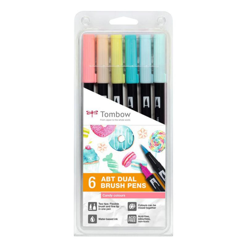 Rotulador Tombow Dual Brush colores candy 6 ud