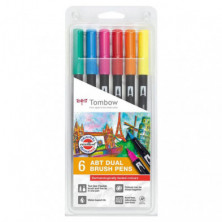 Rotulador Tombow Dual Brush colores dermatolÃ³gicos 6 ud