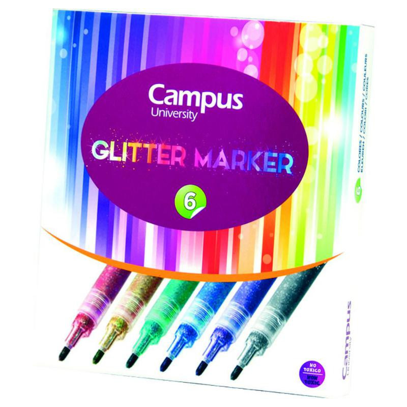 Rotulador Especial Campus University Glitter Marker Colores Surtidos BlÃ­ster /6 ud.