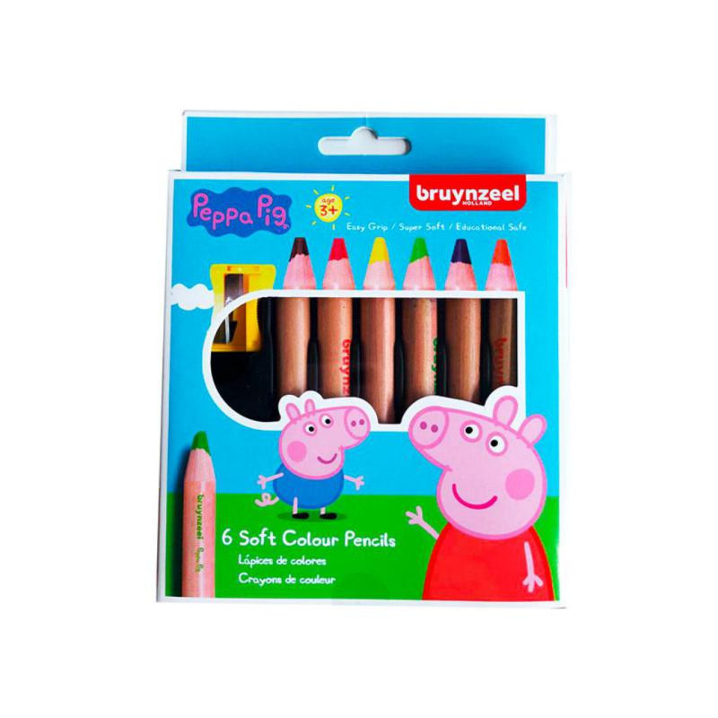 LÃ¡pices de Colores Bruynzeel Peppa Pig 6 ud.