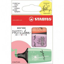 Rotulador Fluorescente Stabilo Mini Pastel Love Colores Surtidos BlÃ­ster /3 ud.