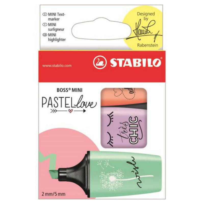 Rotulador Fluorescente Stabilo Mini Pastel Love Colores Surtidos BlÃ­ster /3 ud.