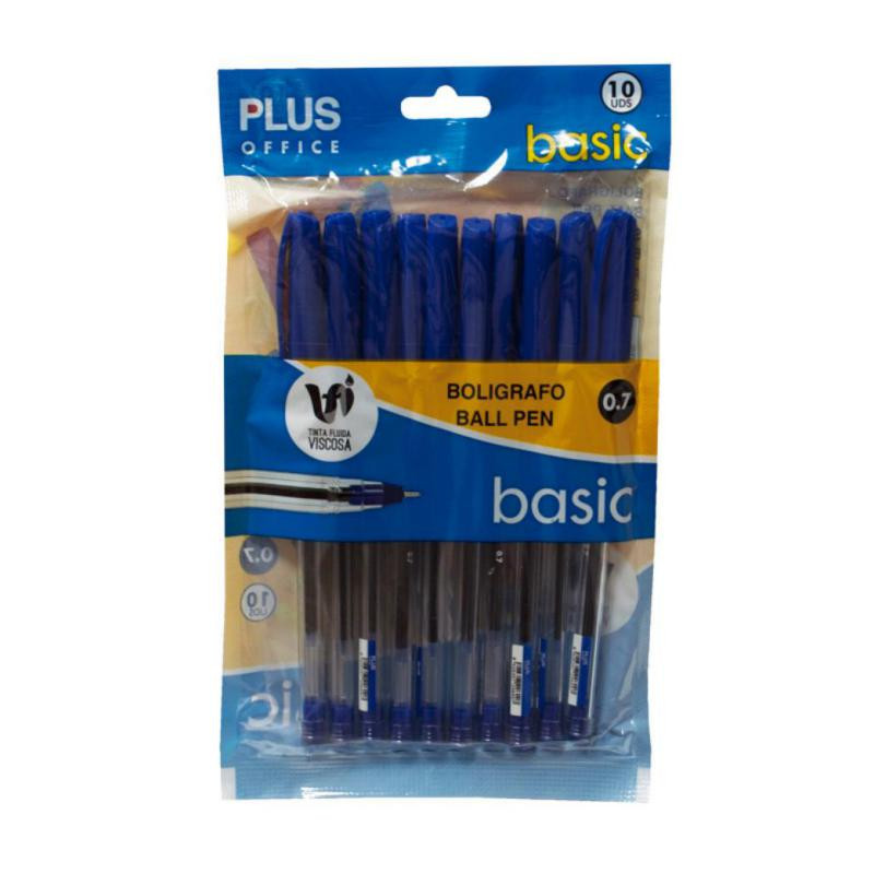 BolÃ­grafo Tinta Fluida Viscosa Plus Basic Azul BlÃ­ster /10 ud.