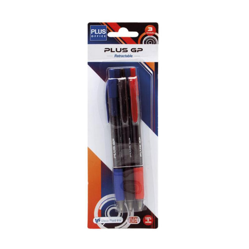 BolÃ­grafo Tinta Viscosidad Extrema Plus Office Trio GP Colores Surtidos BlÃ­ster /3 ud.