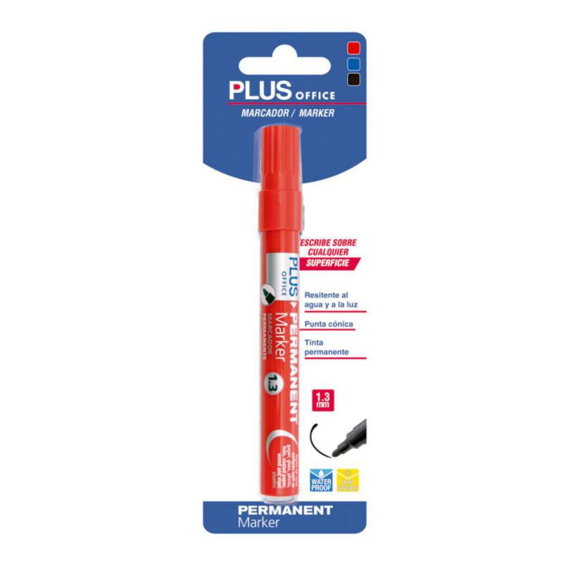 Rotulador Permanente Plus Office Plus Marker 3 Rojo BlÃ­ster /1 ud.