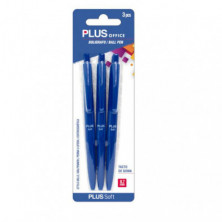 BolÃ­grafo Tinta Fluida Viscosa Plus Soft Azul BlÃ­ster /3 ud.