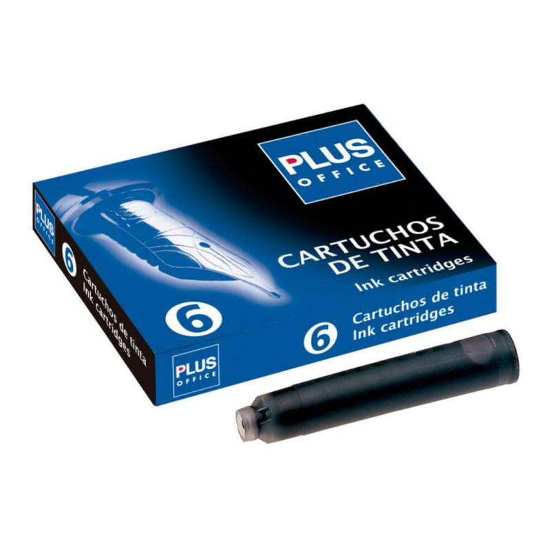 Cartucho Pluma Plus Office Negro /6 ud.