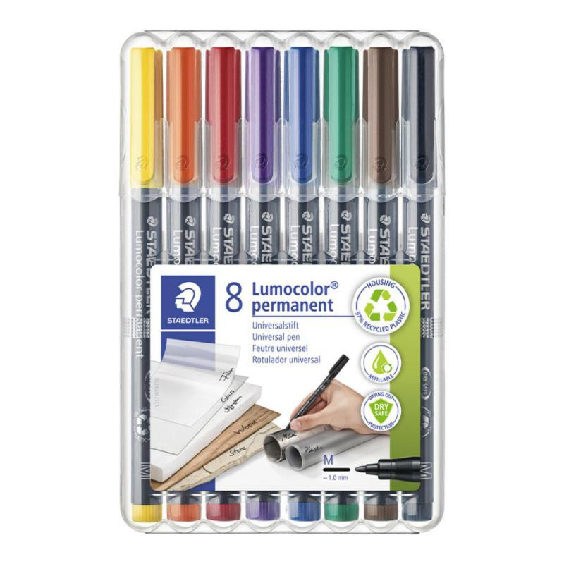 Rotulador Permanente Staedtler Lumocolor Medio 1 mm. Colores Surtidos BlÃ­ster /8 ud.