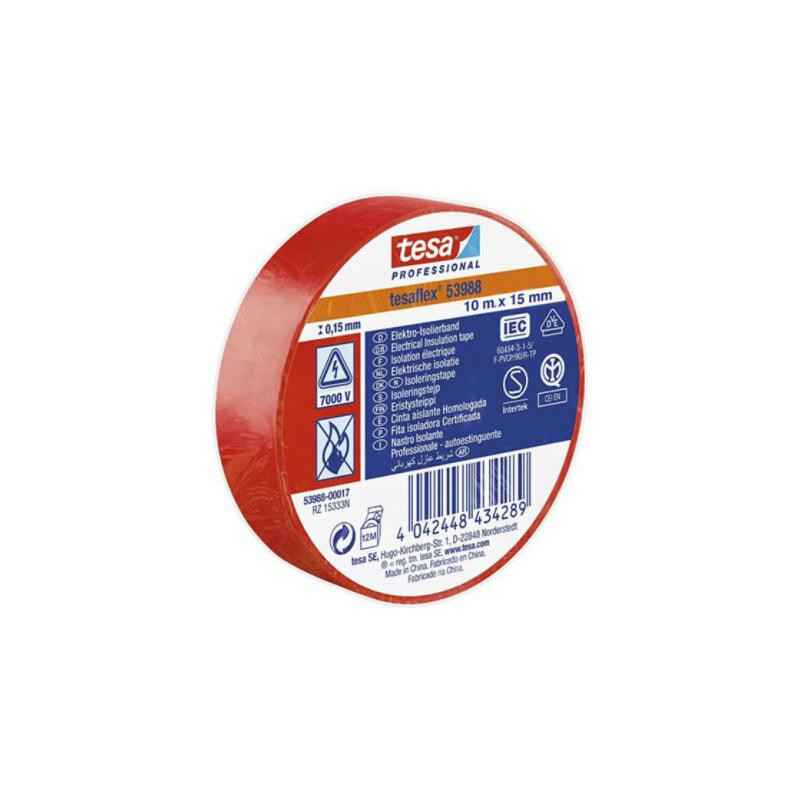 Cinta America Tesa Professional Soft PVC Rojo 15 mm x 10 m