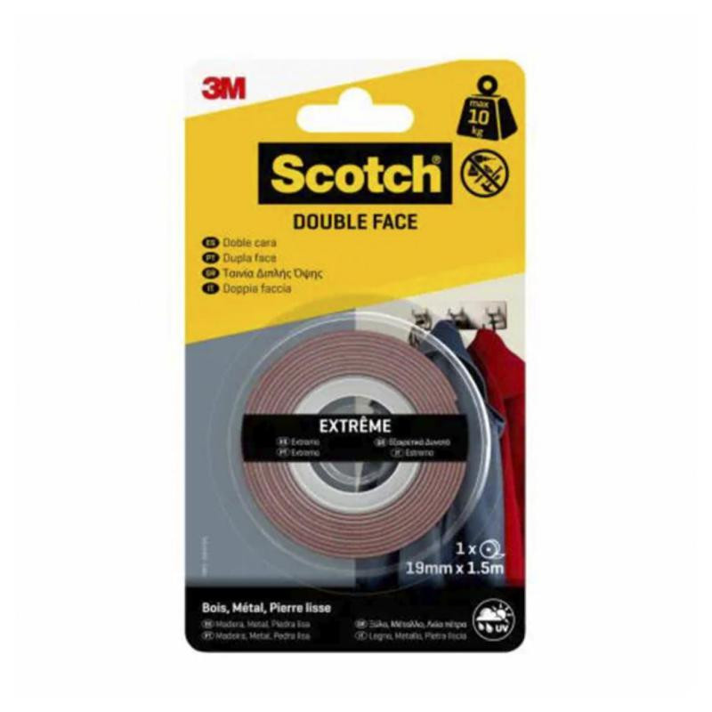 Cinta Adhesiva de Montaje 1,5m Scotch Extreme 19mm x 1,5m